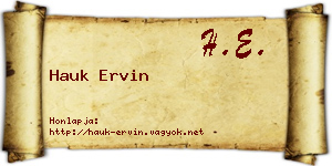 Hauk Ervin névjegykártya